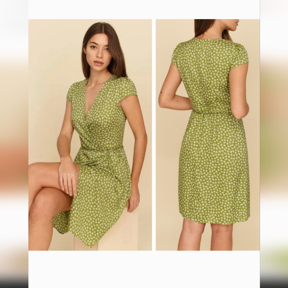 Green reformation mini dress